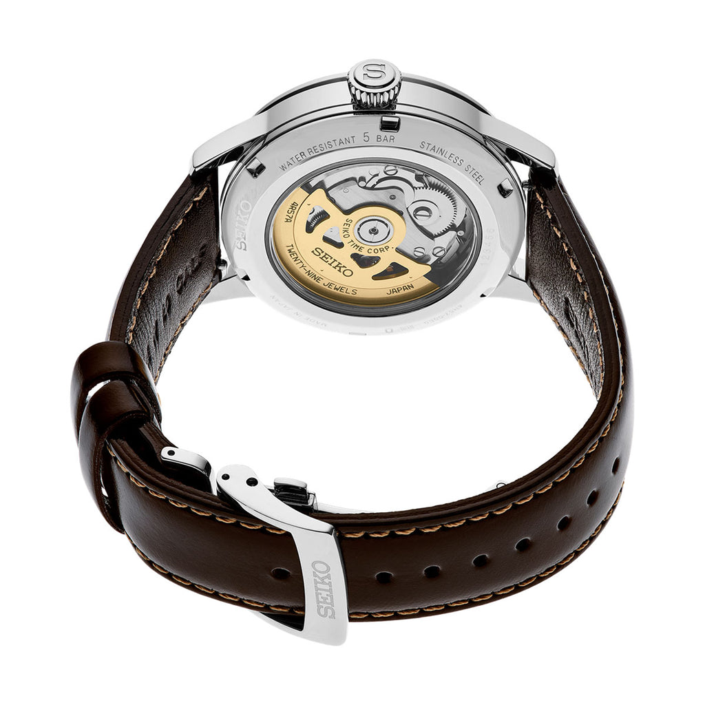 Seiko Presage Cocktail Time Brown Leather Watch SSA459J