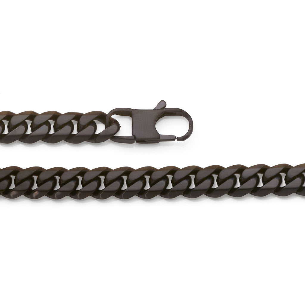 Blaze Black Stainless Steel 10mm Curb Chain 22cm Bracelet