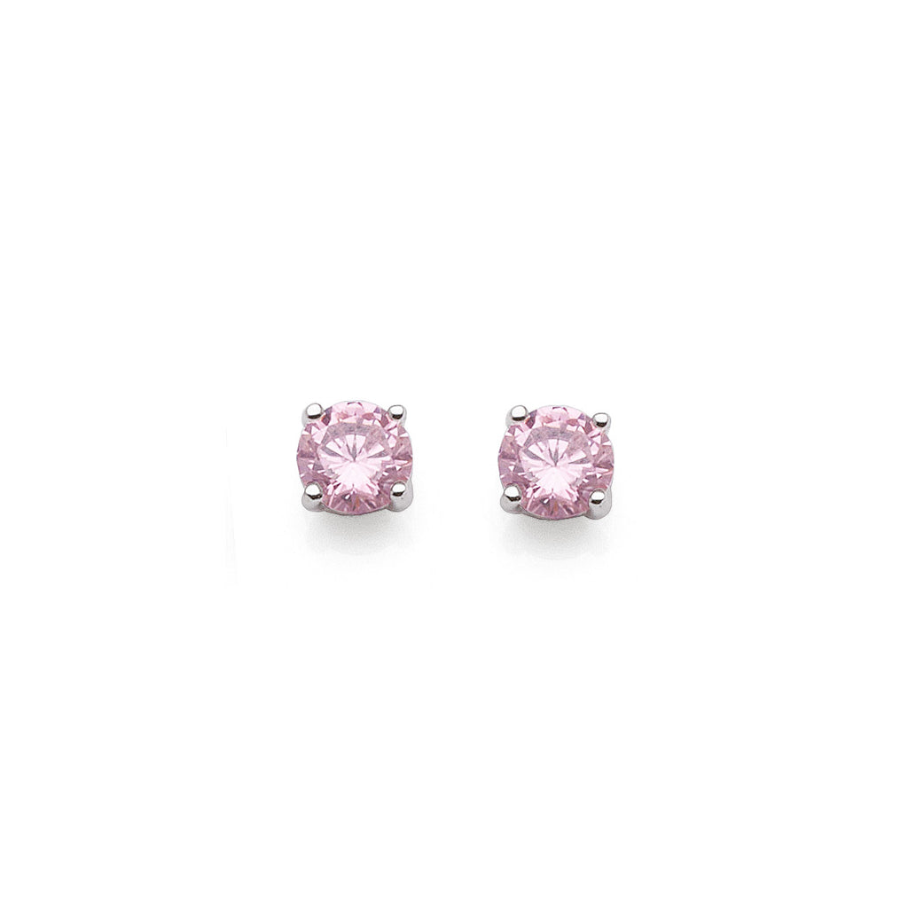Sterling Silver Pastel Pink Cubic Zirconia 5mm Stud Earrings