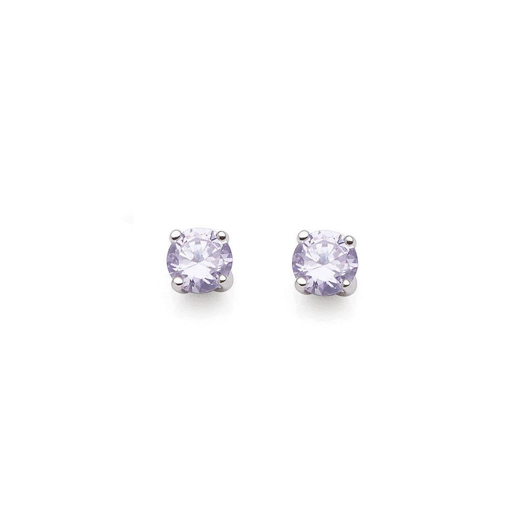 Sterling Silver Lavender 5mm Cubic Zirconia Stud Earrings