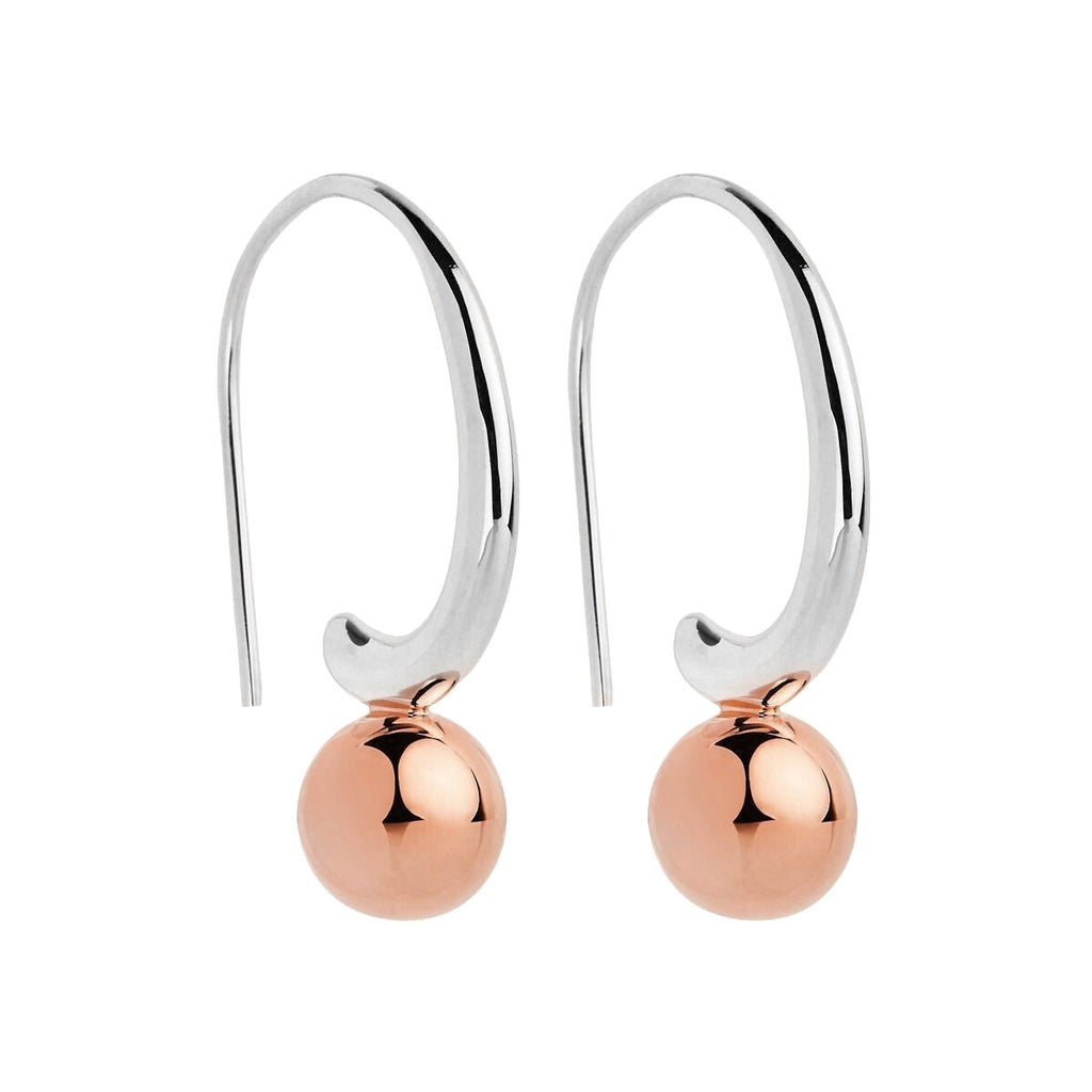 Najo Fern Rose Tone & Sterling Silver Pearl Drop Hook Earrin