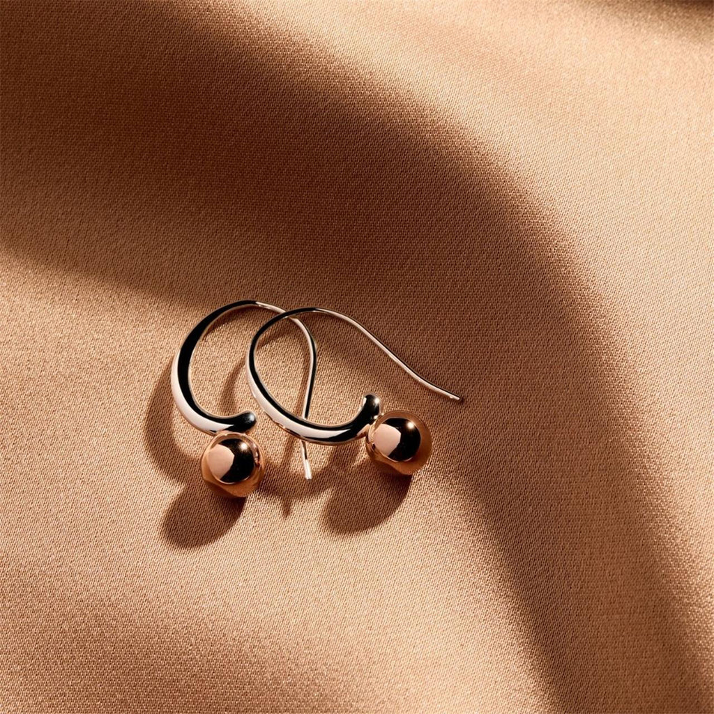 Najo Fern Rose Tone & Sterling Silver Pearl Drop Hook Earrin