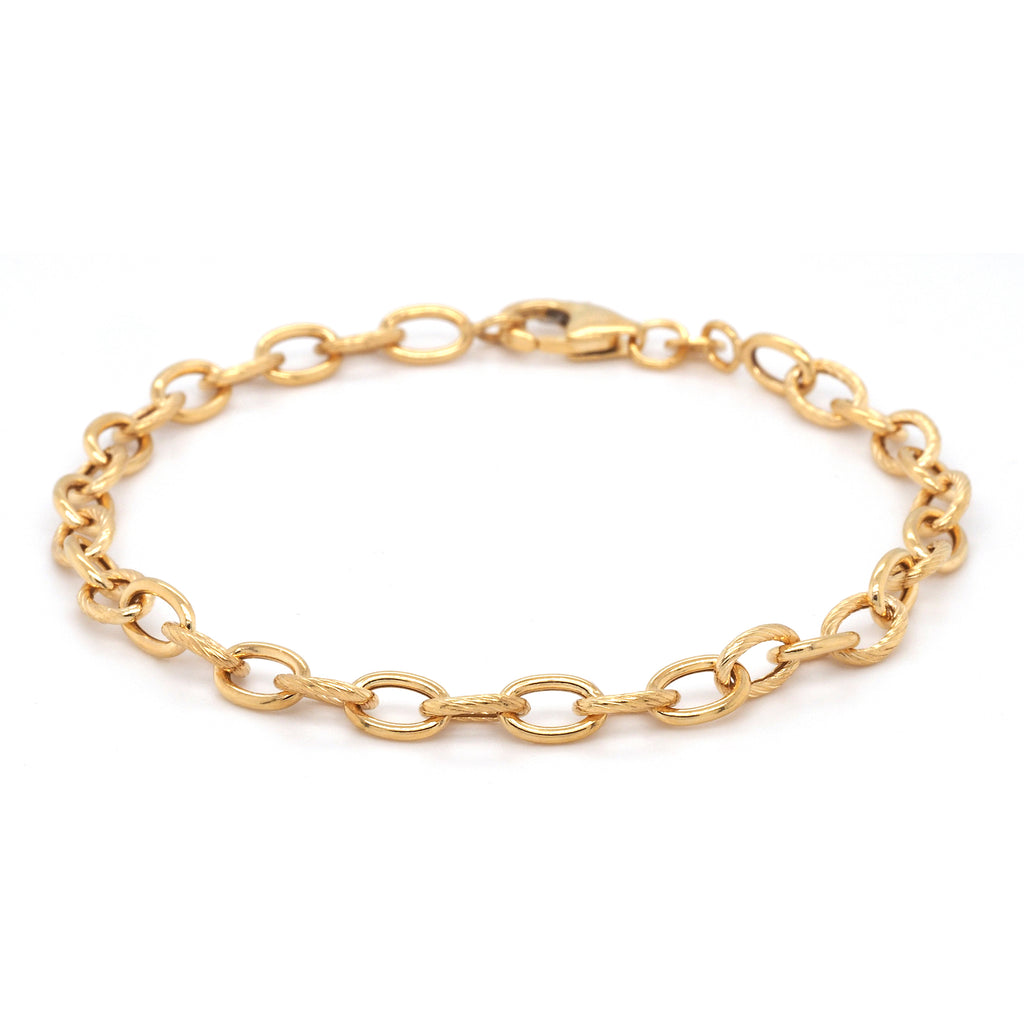 9ct Gold Alternating Oval Link Solid Bracelet