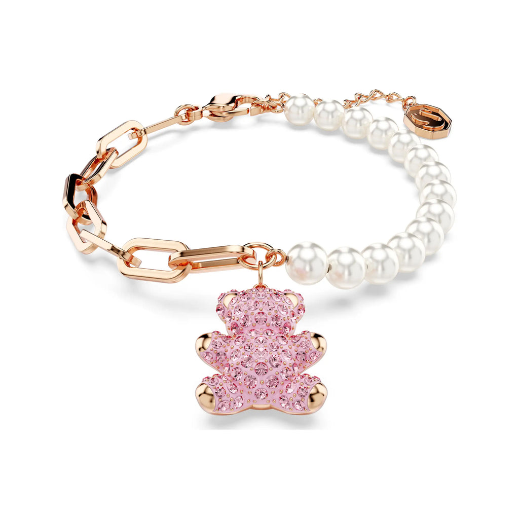 Swarovski Rose Tone Teddy Pink Crystal & Pearl Bracelet 5669