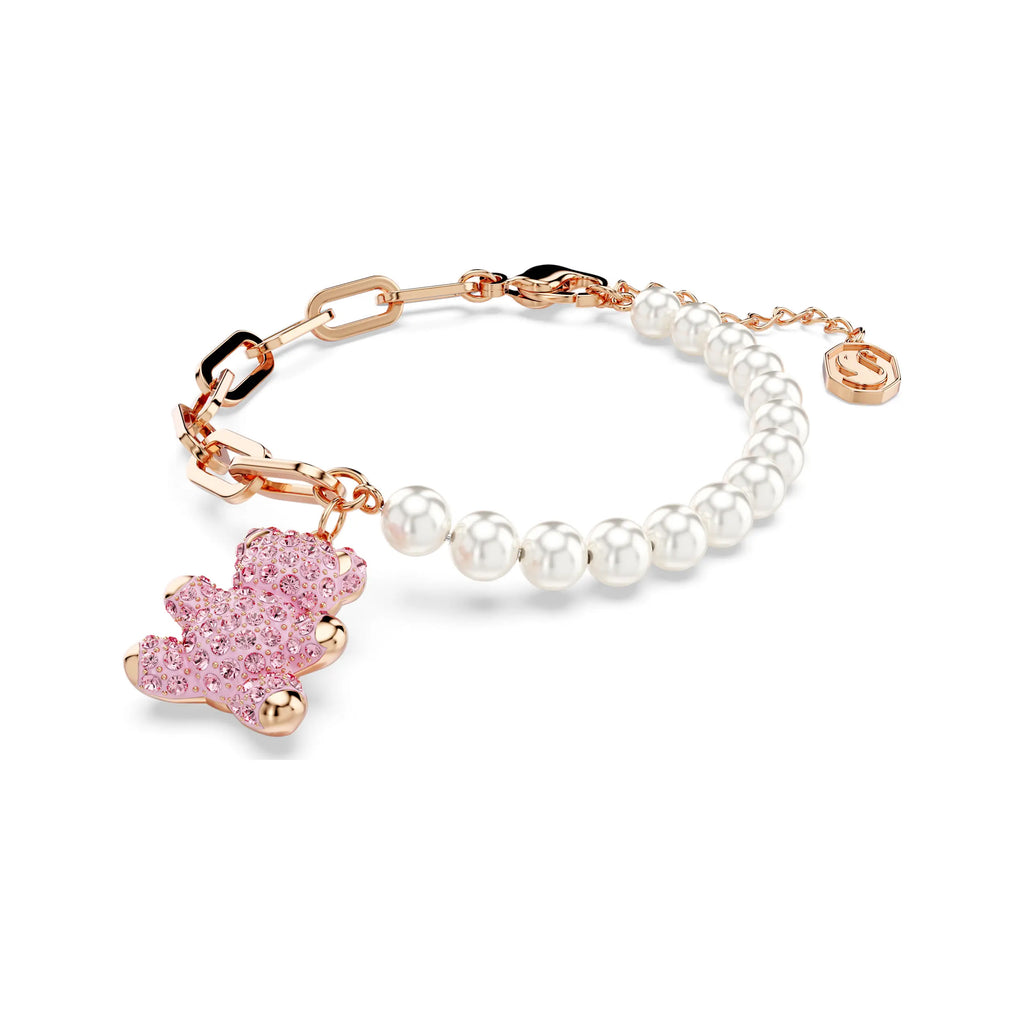 Swarovski Rose Tone Teddy Pink Crystal & Pearl Bracelet 5669