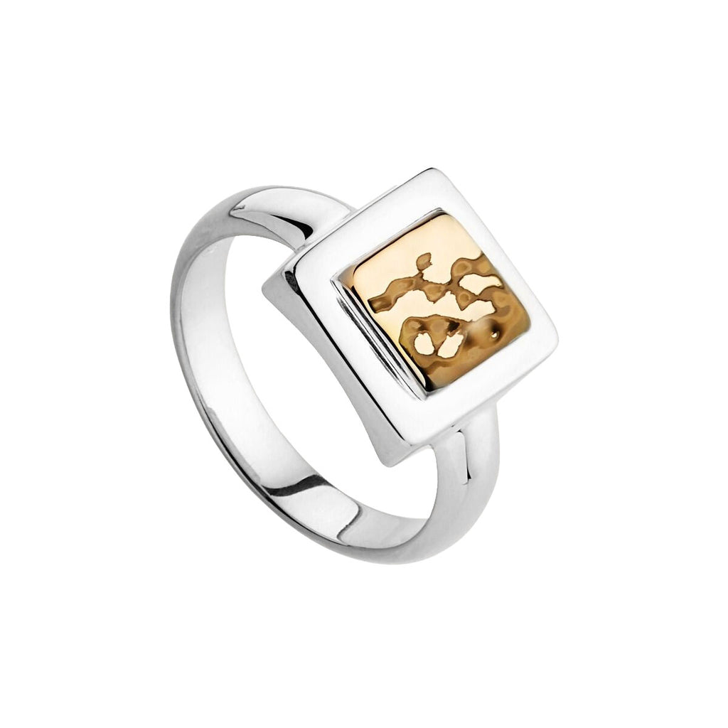Najo Oasis Sterling Silver 2-Tone Gold Hammered Ring R6972