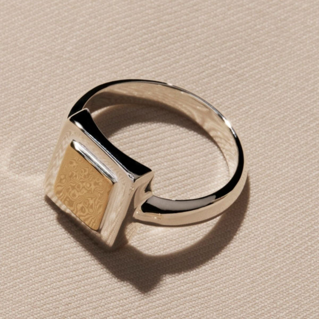 Najo Oasis Sterling Silver 2-Tone Gold Hammered Ring R6972