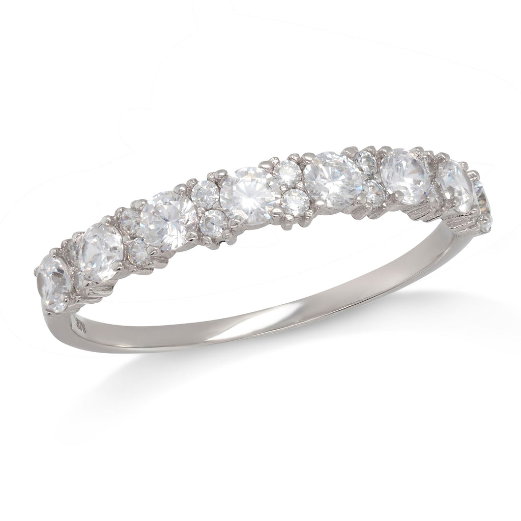 9ct White Gold Cubic Zirconia Row Ring