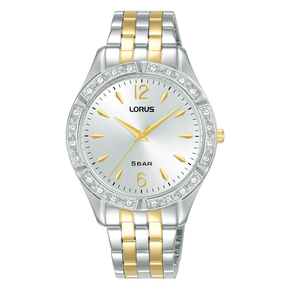 Lorus Duo-Tone Stainless Steel Crystal Bezel Watch RB267WX-9