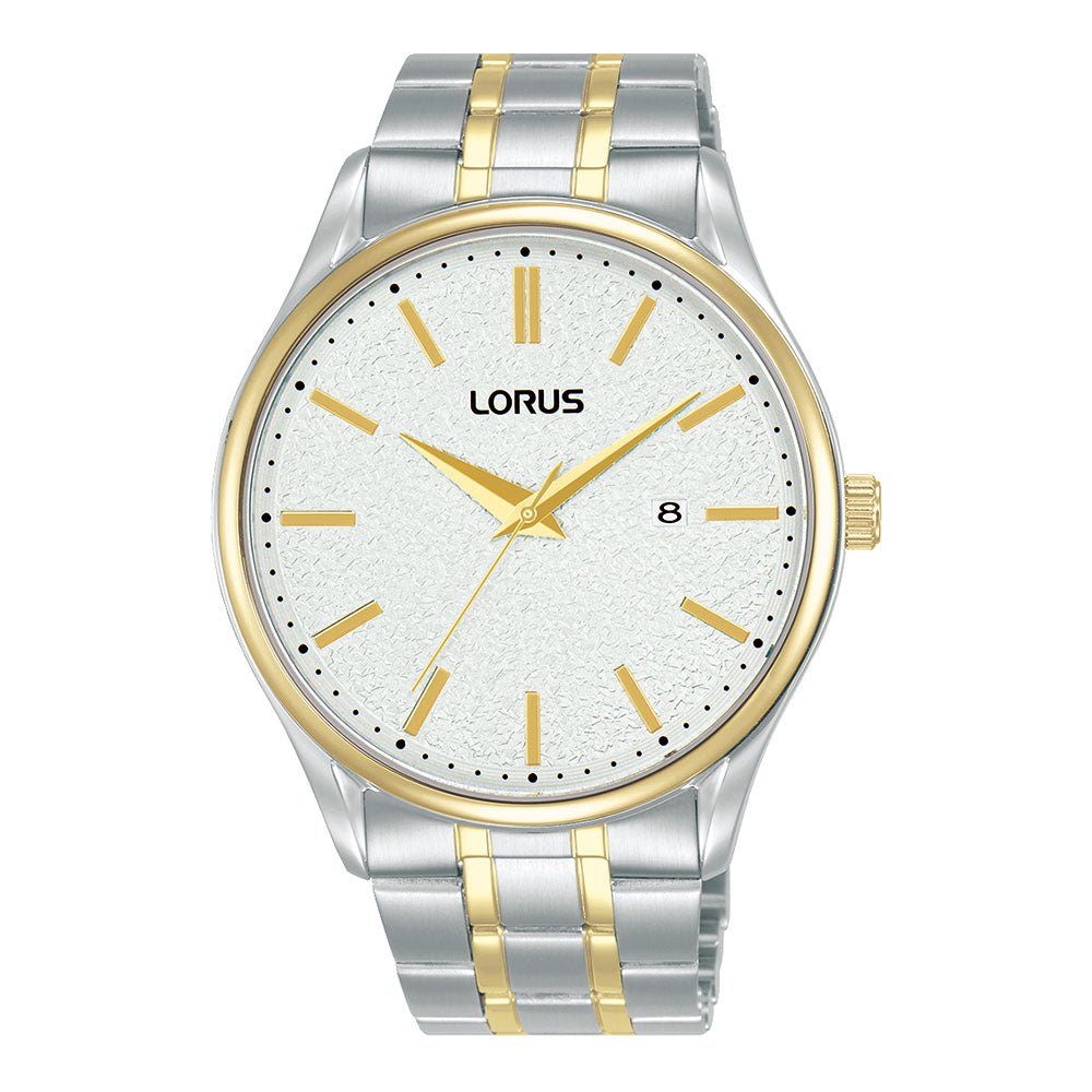 Lorus Duo-Tone Stainless Steel Round Textured Dial Watch RH9