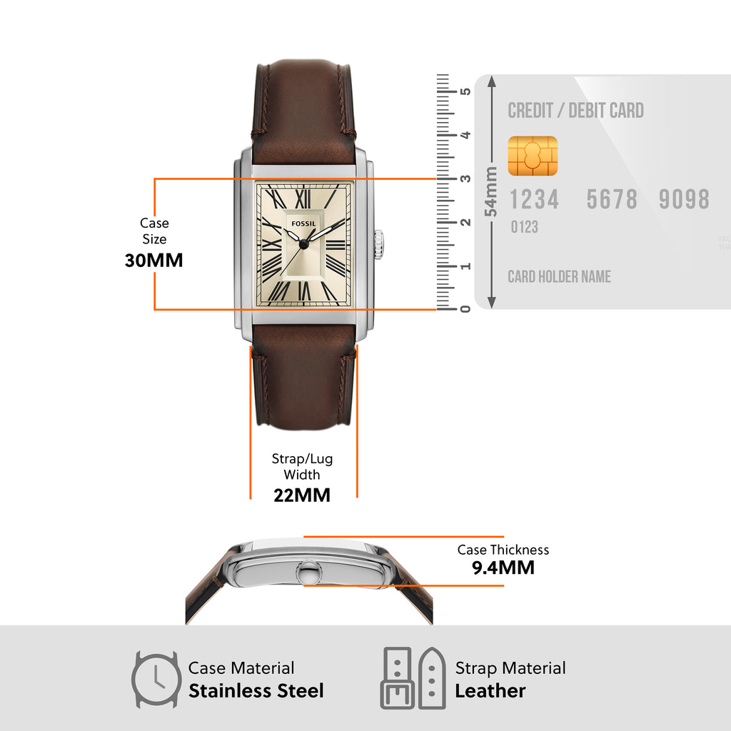 Fossil Carraway Brown Leather Stainless Steel Watch FS6012