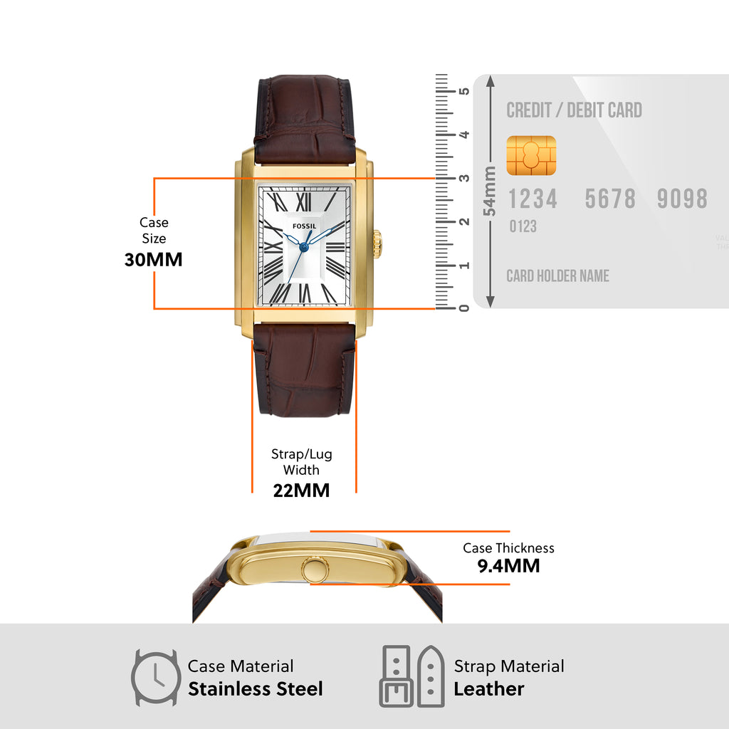 Fossil Carraway Gold Tone Brown Leather Watch FS6011