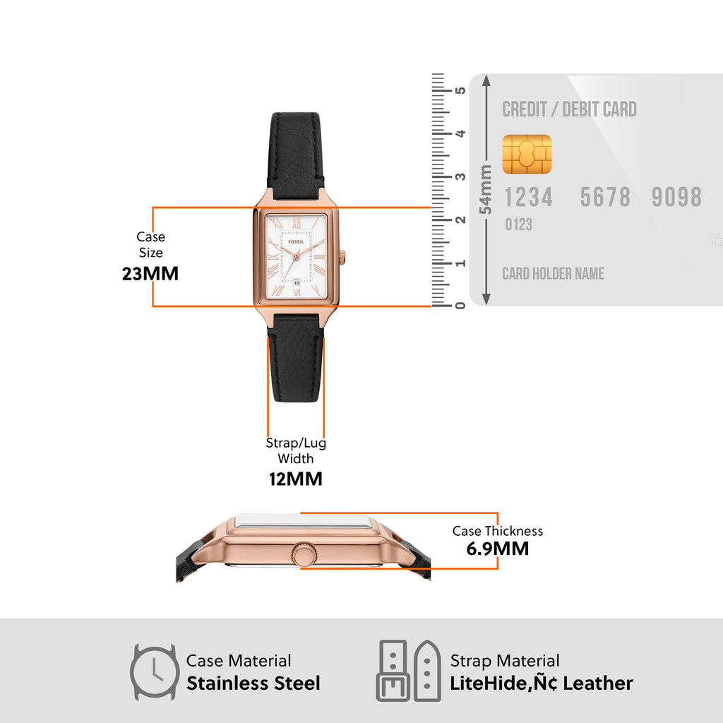 Fossil Raquel Black LiteHide Leather Watch ES5310
