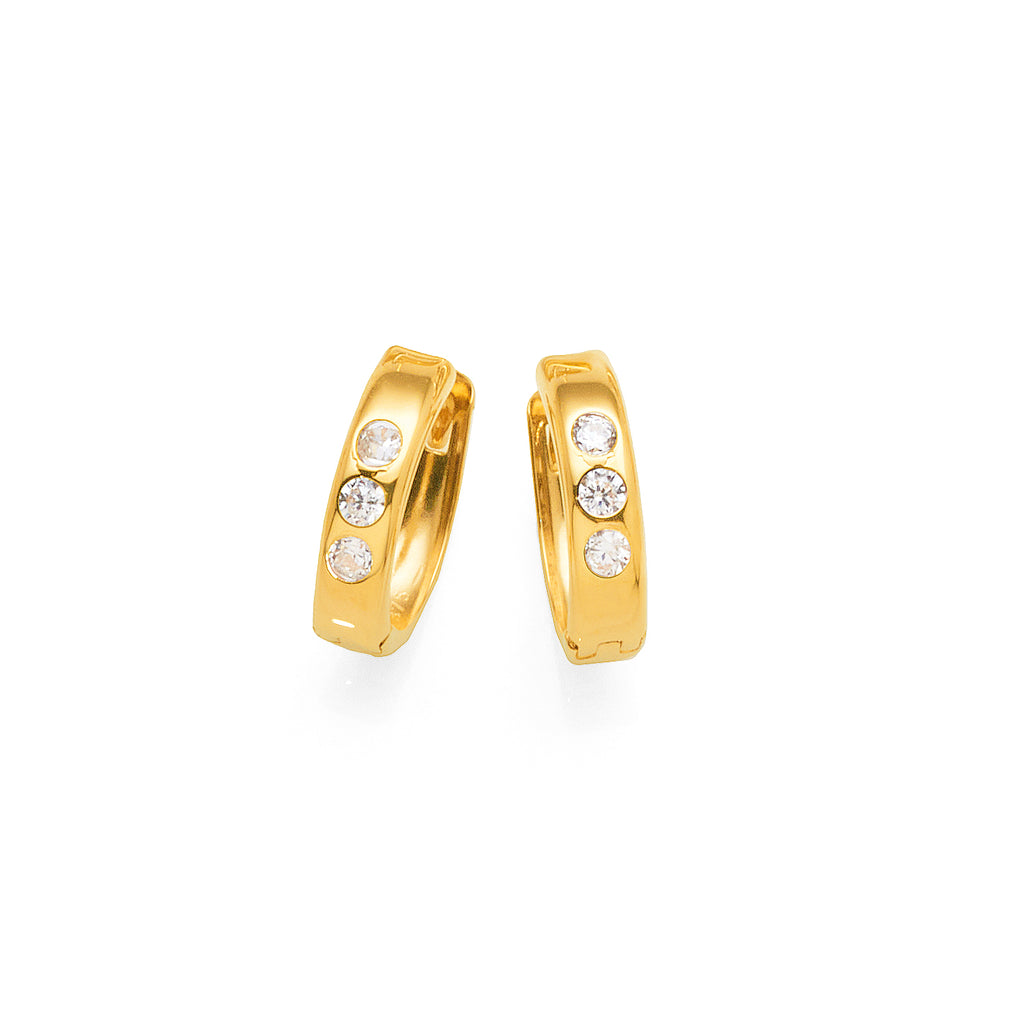 9ct Yellow Gold Cubic Zirconia 9mm Huggie Earrings