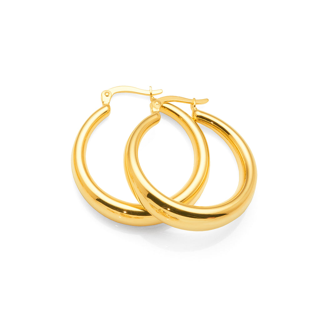 9ct Gold Bonded 23mm Tapered Hoop Earrings