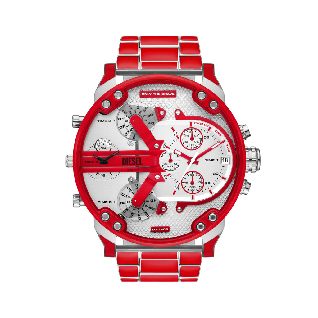 Diesel 'Mr Daddy 2.0' Red Enamel Chronograph Watch DZ7480