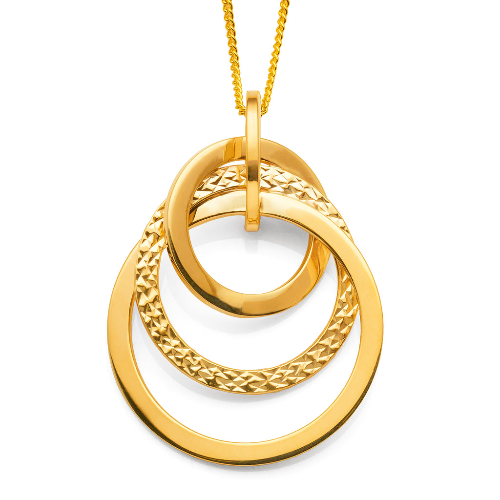 9ct Gold Bonded Open Round Triple Graduating Circle Pendant