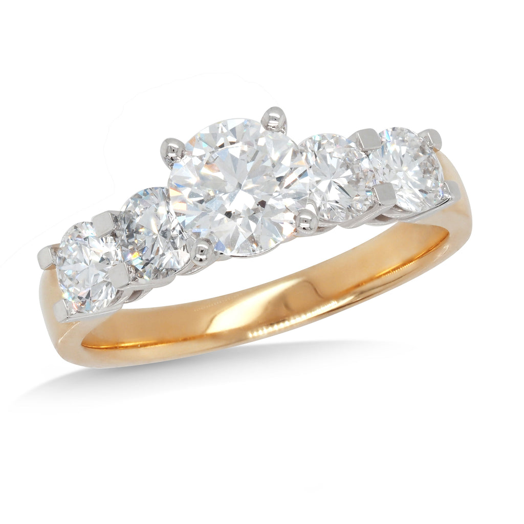 18ct Yellow Gold Lab Grown Brilliant Cut Five Diamond Ring T