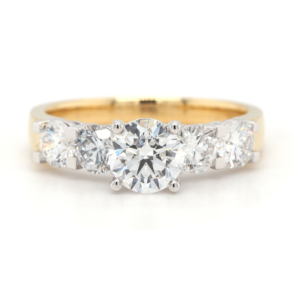 18ct Yellow Gold Lab Grown Brilliant Cut Five Diamond Ring T