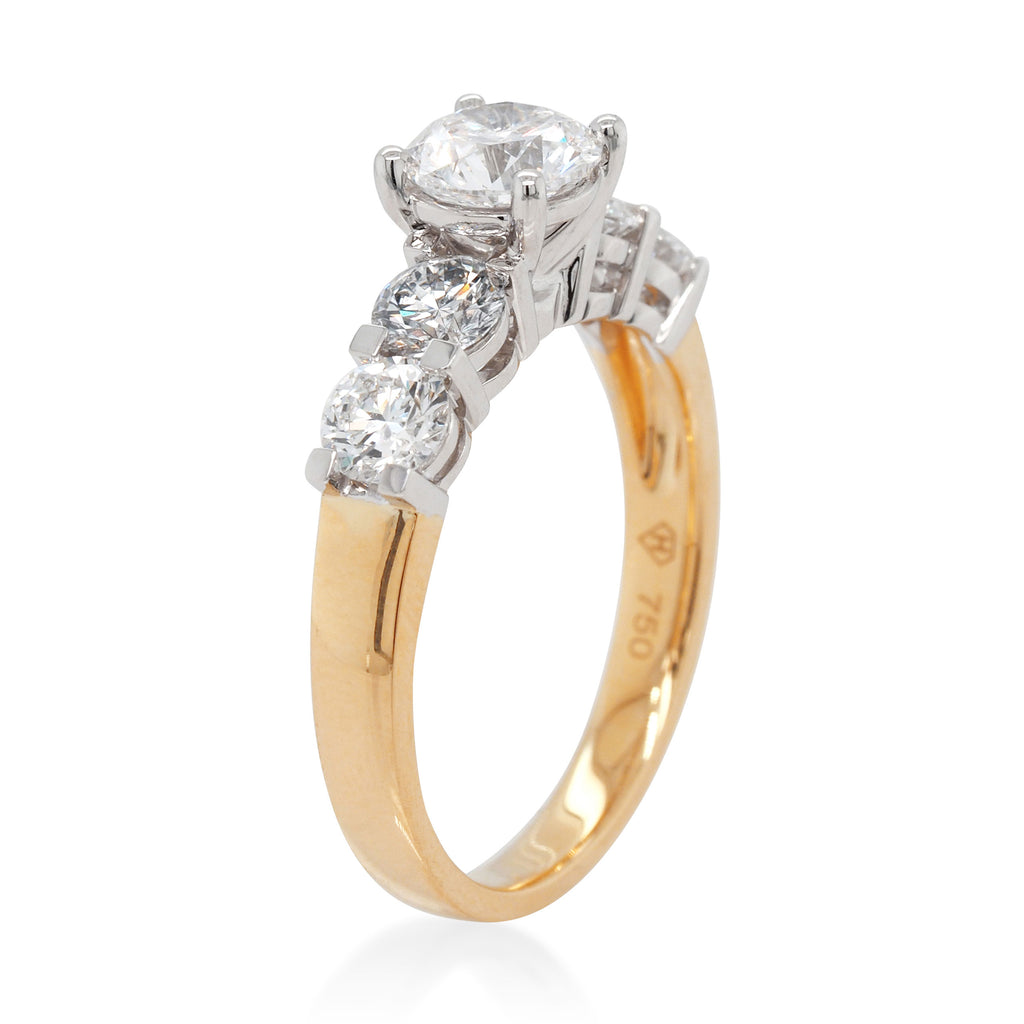 18ct Yellow Gold Lab Grown Brilliant Cut Five Diamond Ring T