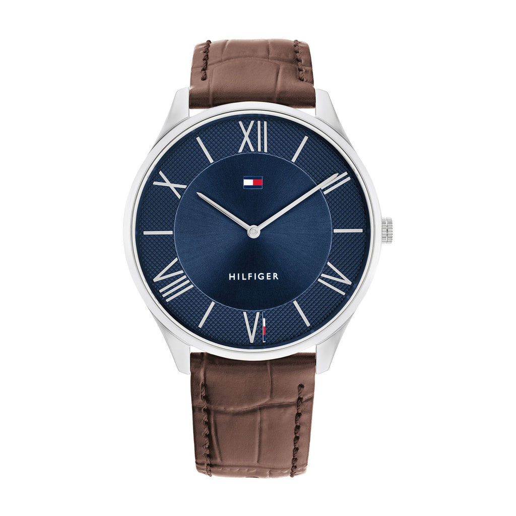 Tommy Hilfiger 'Becker' Blue Dial Brown Leather Watch 171053