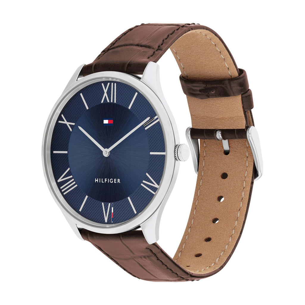 Tommy Hilfiger 'Becker' Blue Dial Brown Leather Watch 171053