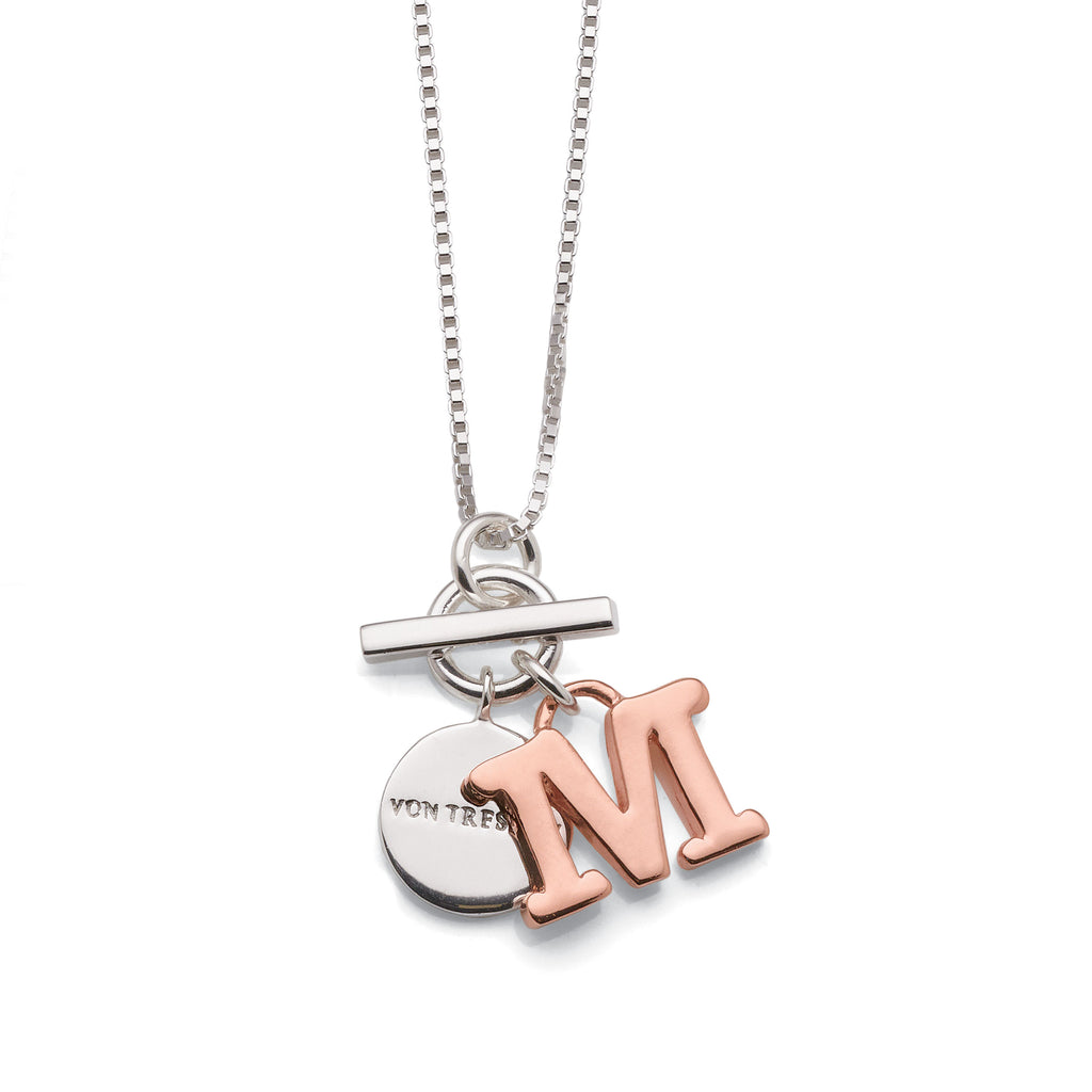 Von Treskow Sterling Silver & Rose Tone 'M' Initial Pendant