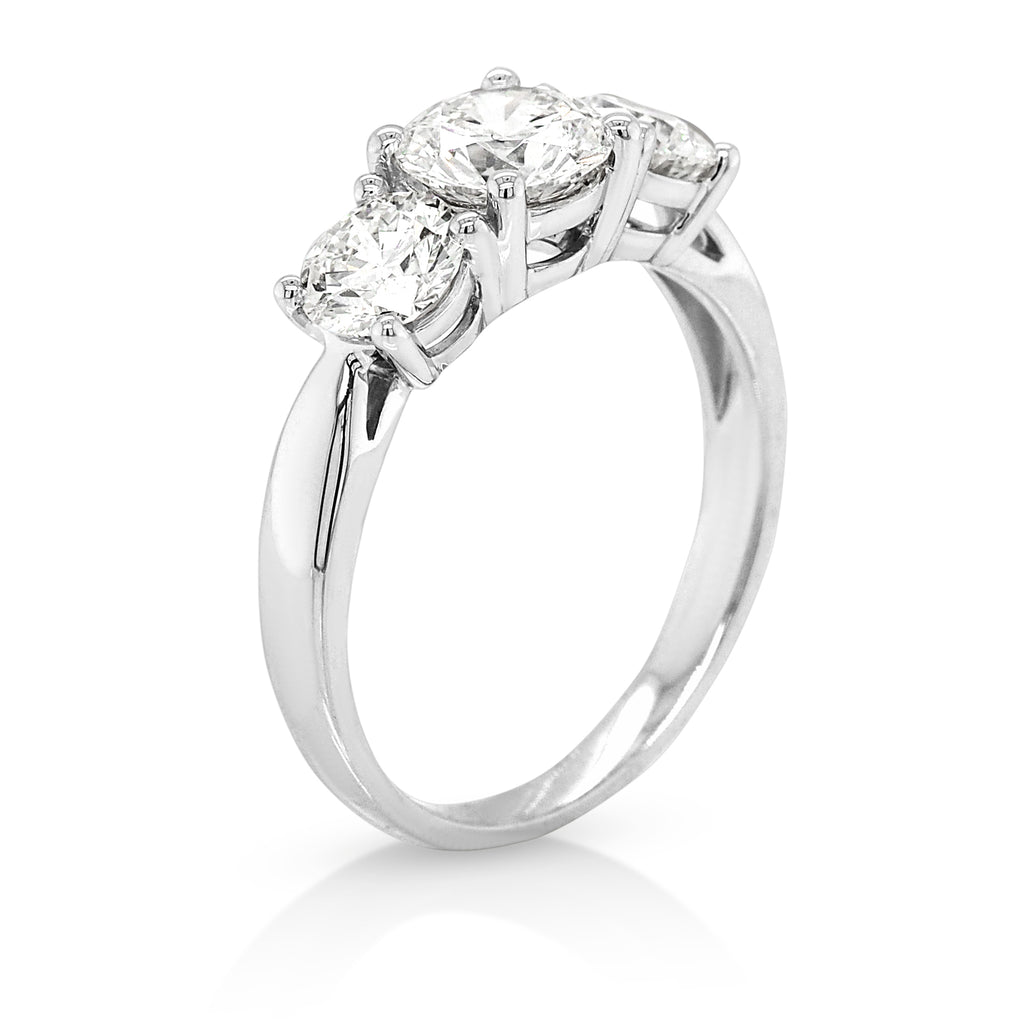 18ct White Gold Lab Grown Trilogy Engagement Ring TDW 2.10CT