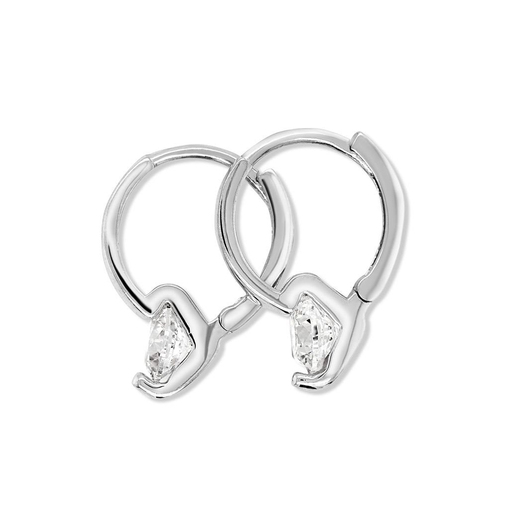 9ct White Gold Cubic Zirconia 10mm Huggie Earrings