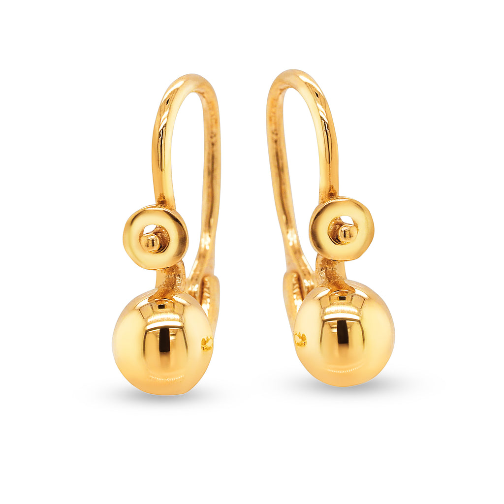 9ct Yellow Gold Dome Leverback Earrings