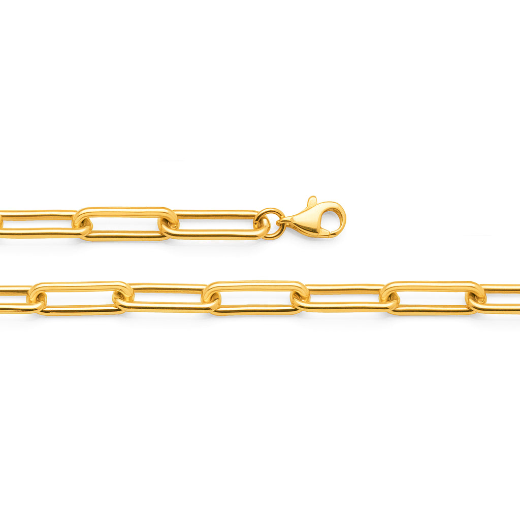 9ct Yellow Gold Paper Clip Link 19cm Bracelet