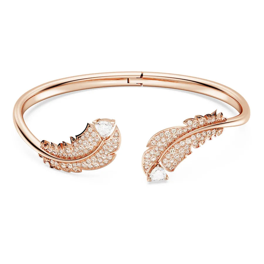 Swarovski 'Nice' Rose Tone Feather Bangle Medium 5663478