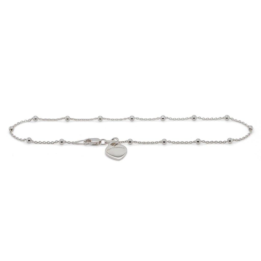 Von Treskow Heart Charm Sterling Silver Rosario Chain Anklet