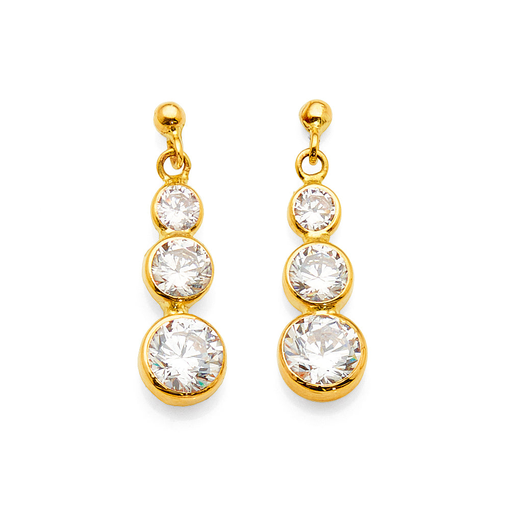 9ct Yellow Gold Cubic Zirconia Vertical Graduating Drop Stud