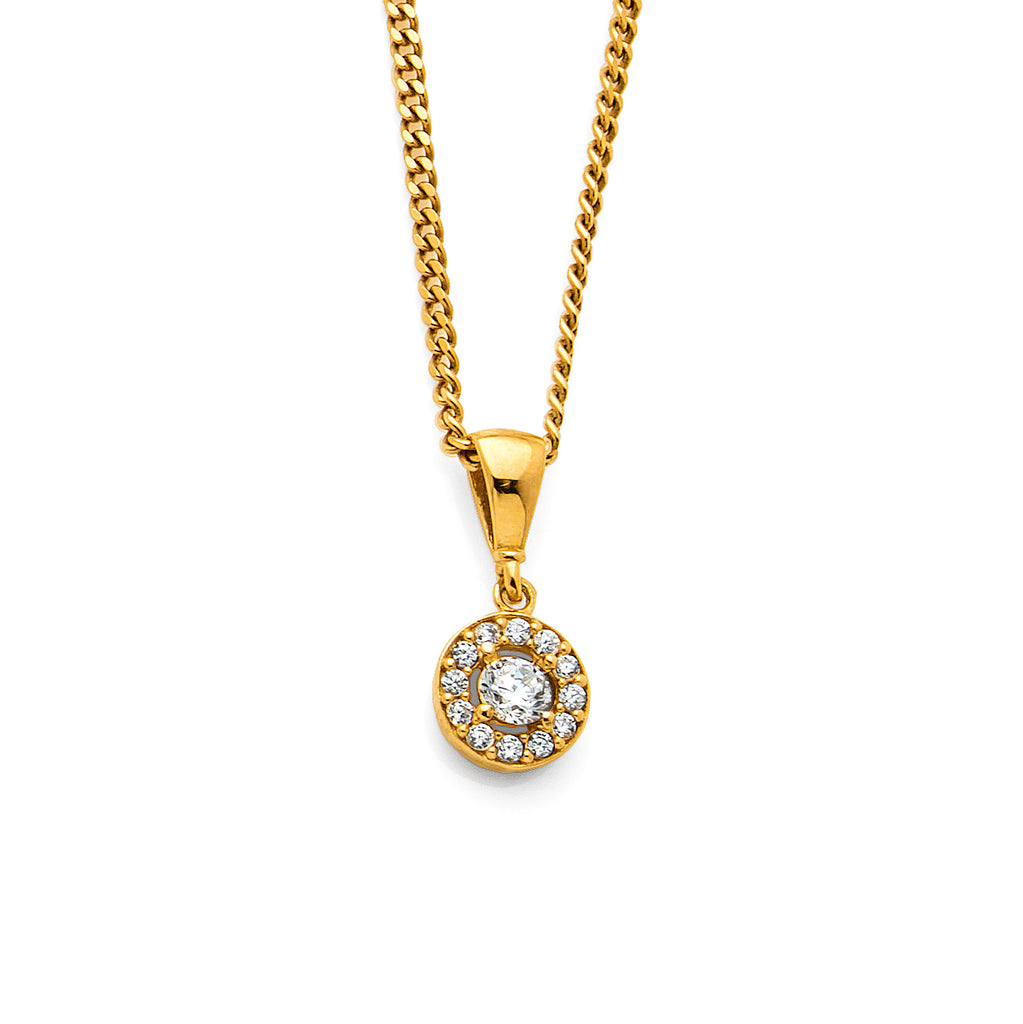 9ct Yellow Gold Cubic Zirconia Halo Pendant