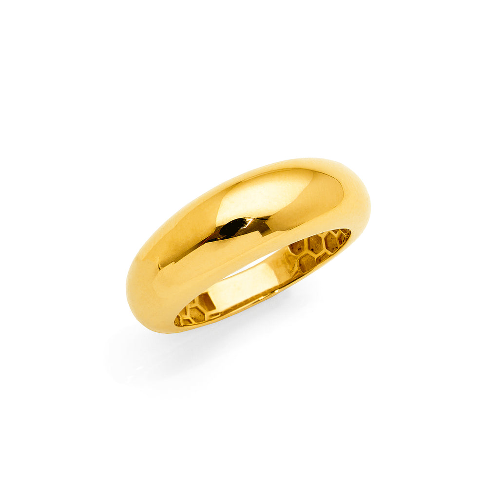 9ct Yellow Gold Domed Profile Tapered Band