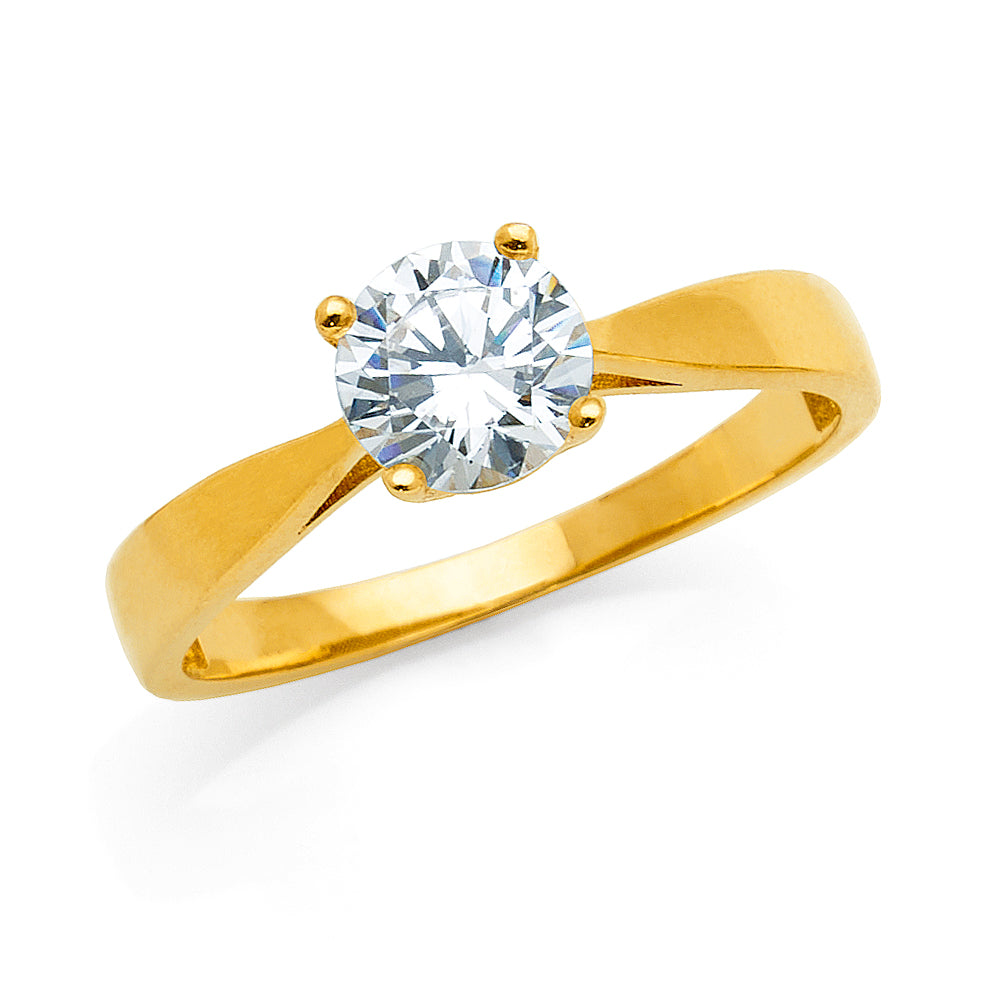 9ct Yellow Gold Cubic Zirconia 6mm Solitaire Ring