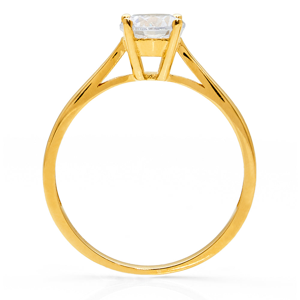 9ct Yellow Gold Cubic Zirconia 6mm Solitaire Ring