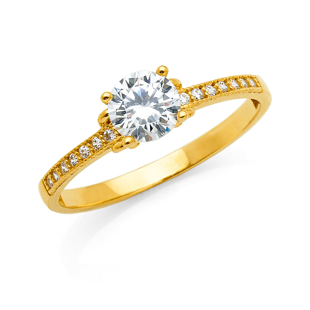 9ct Yellow Gold Round Cubic Zirconia Pave Set Ring