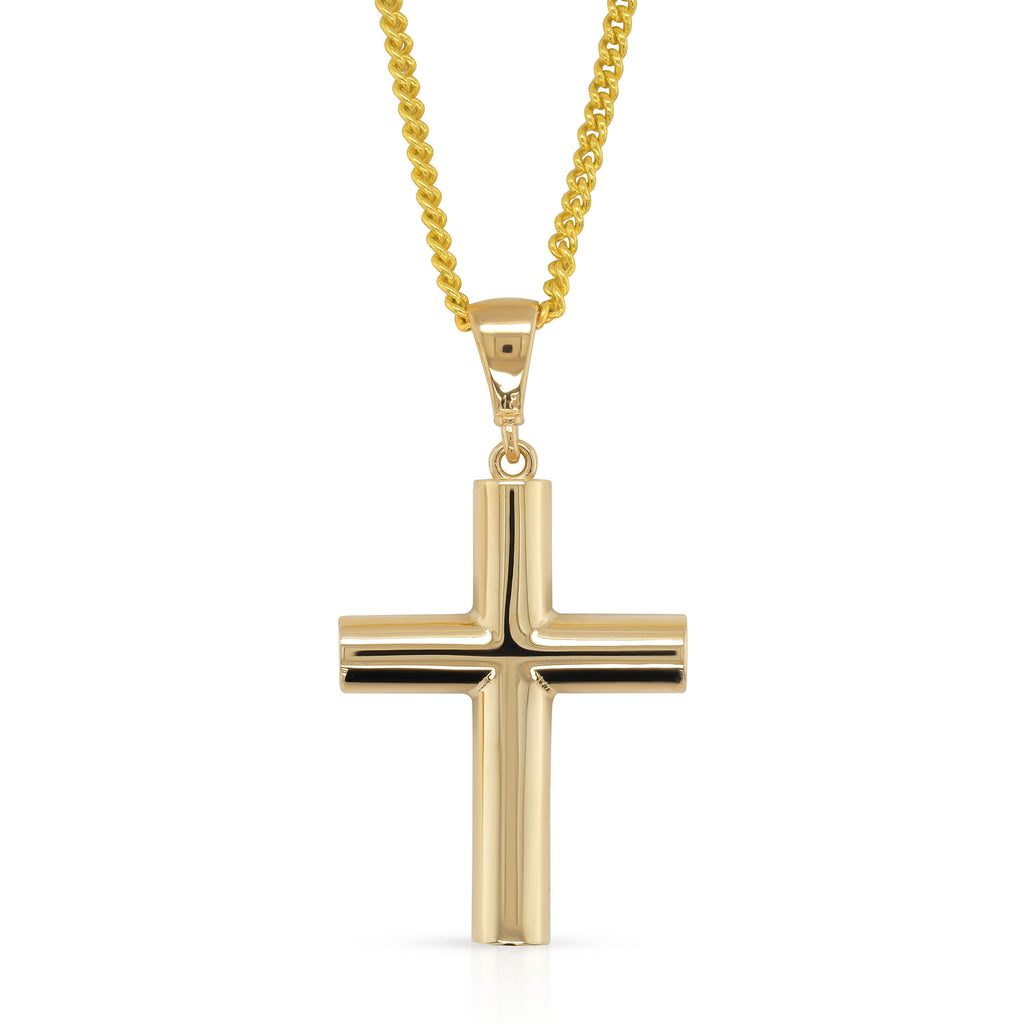 9ct Yellow Gold 20mm Reversible Mesh Look Cross Pendant