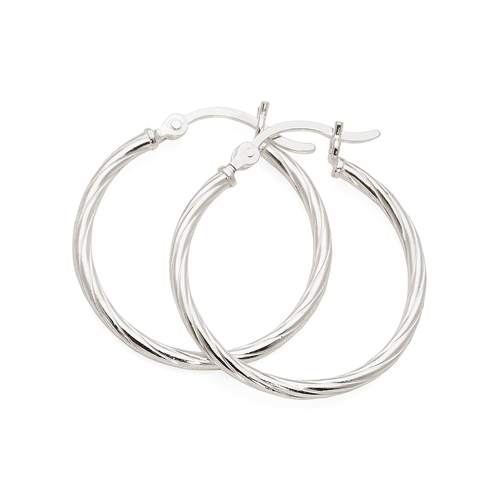 Sterling Silver Twist 22mm Hoop Earrings