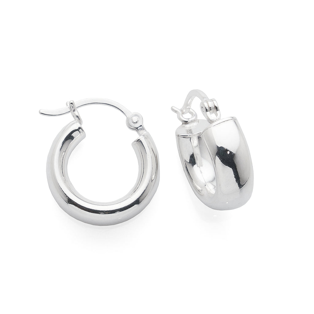 Sterling Silver Wide Plain 10mm Hoop Earrings