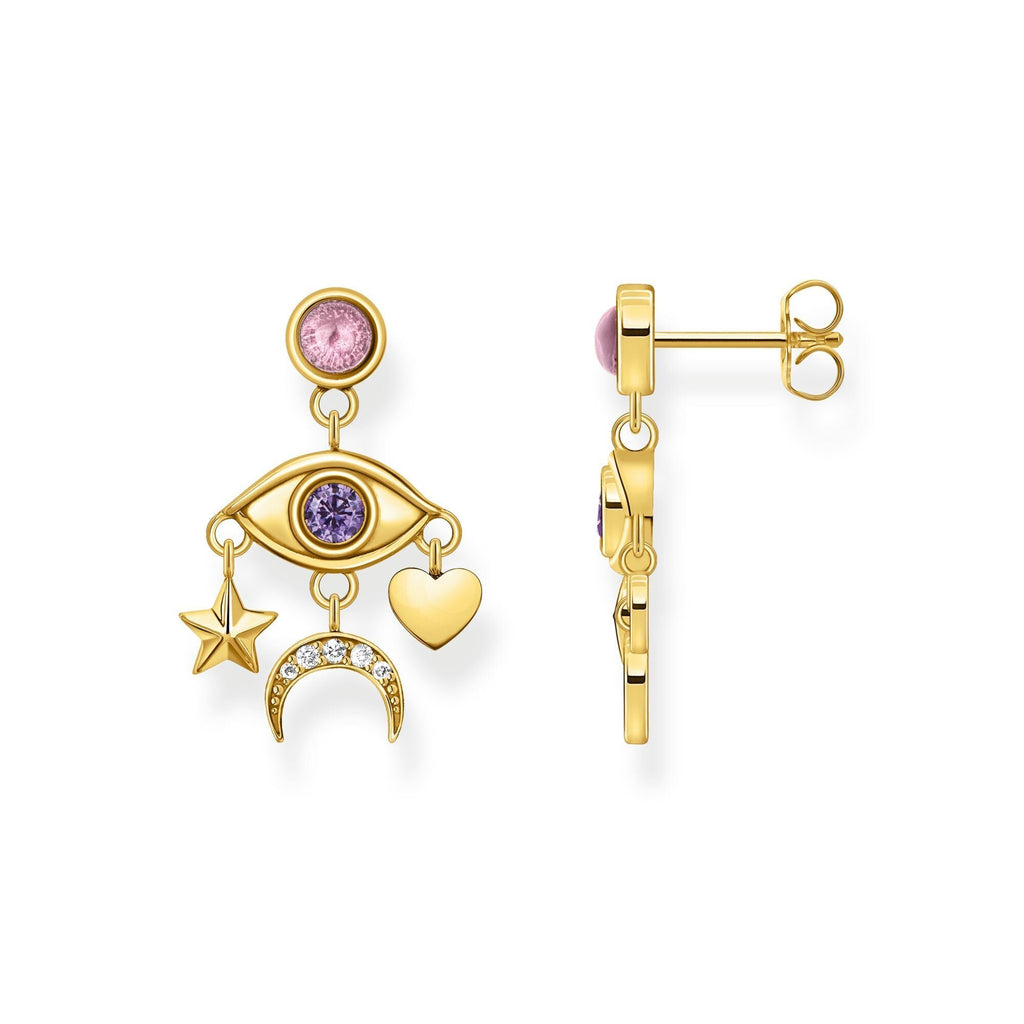 Thomas Sabo Gold Tone Cubic Zirconia Cosmic Amulet Eye Earri