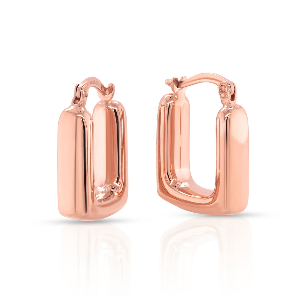 9ct Rose Gold Bonded 9mm Square Hoop Earrings