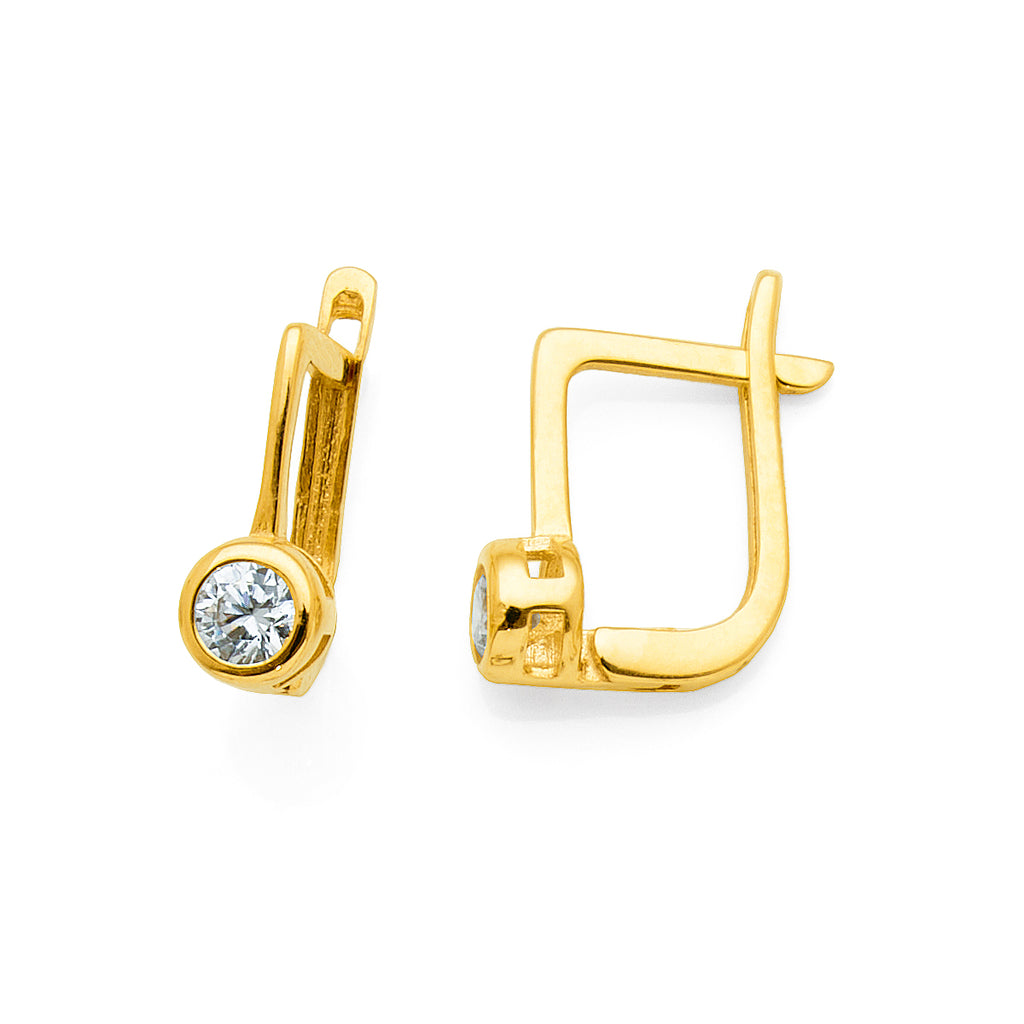 9ct Yellow Gold Cubic Zirconia Leverback Hoops | Hoskings Jewellers