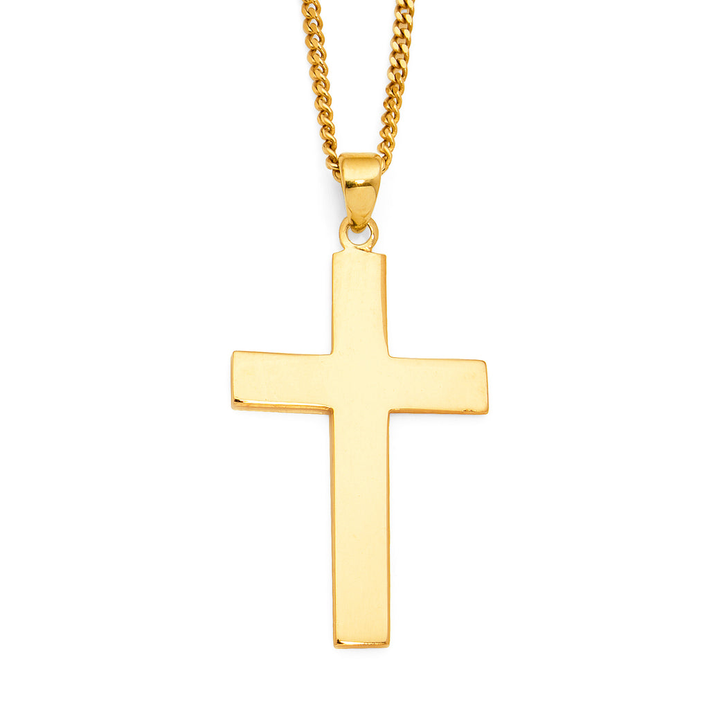 9ct Yellow Gold Reversible Dotted Pattern 27mm Cross Pendant