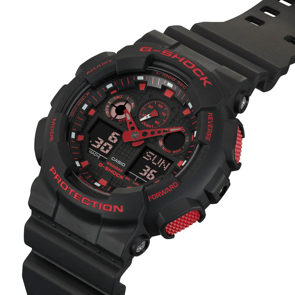 Casio G-Shock Ignite Red Analogue Digital Watch GA100BNR-1A