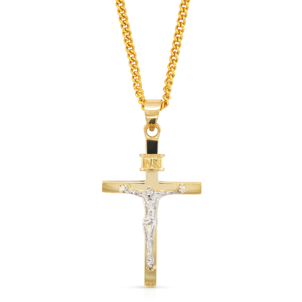 9ct Gold 2-Tone 20mm Crucifix Pendant