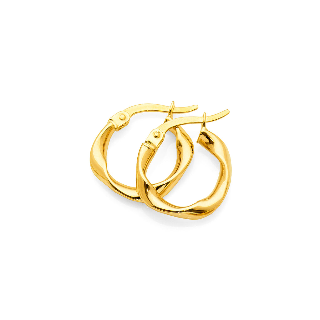 9ct Yellow Gold 10mm Loose Twist Hoop Earrings