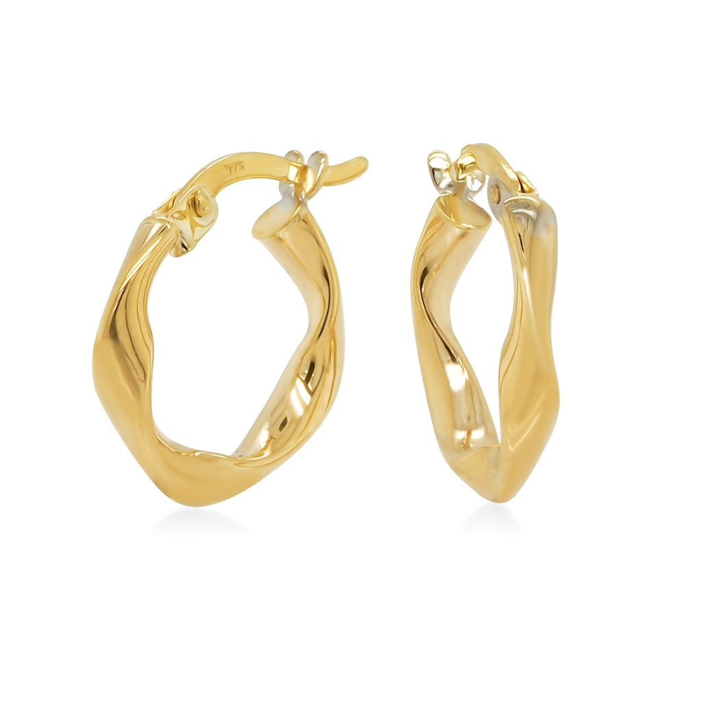 9ct Yellow Gold 10mm Loose Twist Hoop Earrings